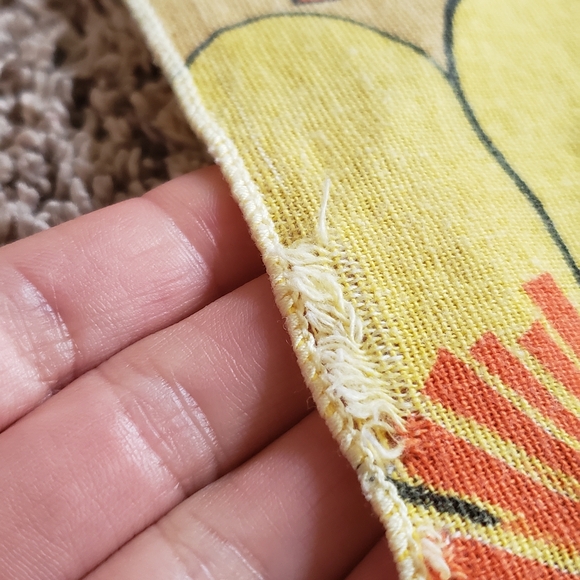 1960s 1970s Flower Power Fabric Tablecloth Yellow Boho Orange Daisy Zinnia #82 - Picture 9 of 16